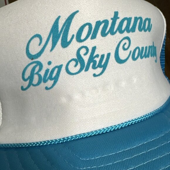 VINTAGE OTTO Montana Big Sky Country Snapback Mesh Hat Blue White Adjustable - Picture 9 of 9